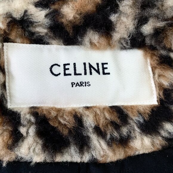 Celine Leopard Print Faux Fur Jacket With Gold Button Closure - Picture 6 of 8